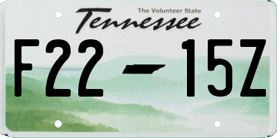 TN license plate F2215Z