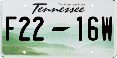 TN license plate F2216W