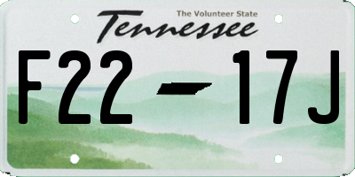 TN license plate F2217J