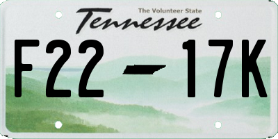 TN license plate F2217K