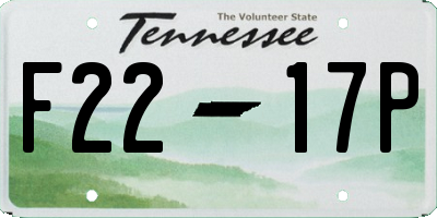 TN license plate F2217P