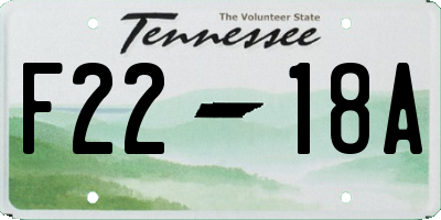TN license plate F2218A