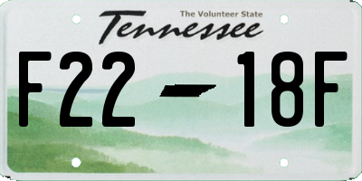 TN license plate F2218F