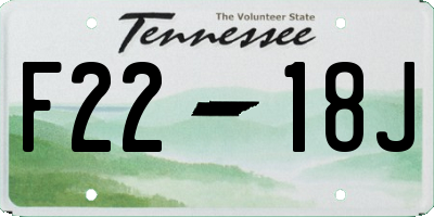 TN license plate F2218J