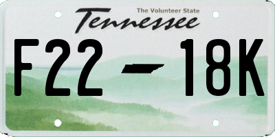 TN license plate F2218K