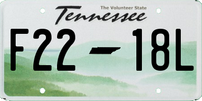 TN license plate F2218L