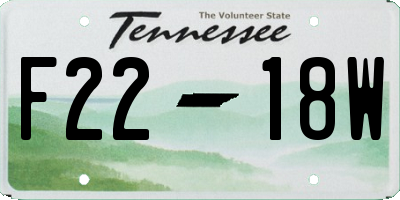 TN license plate F2218W