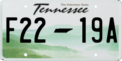 TN license plate F2219A