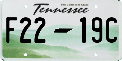 TN license plate F2219C