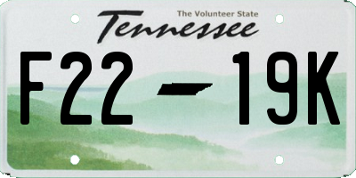 TN license plate F2219K