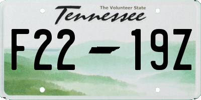 TN license plate F2219Z