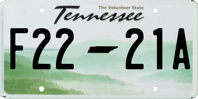 TN license plate F2221A