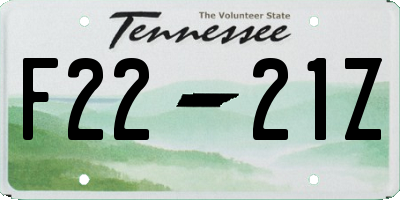 TN license plate F2221Z