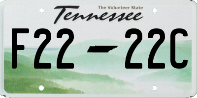 TN license plate F2222C