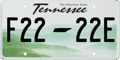 TN license plate F2222E