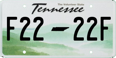 TN license plate F2222F