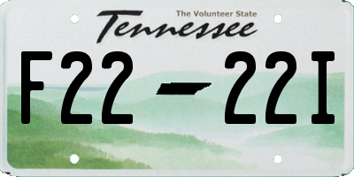 TN license plate F2222I