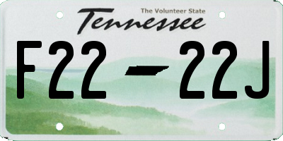 TN license plate F2222J