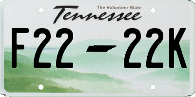 TN license plate F2222K