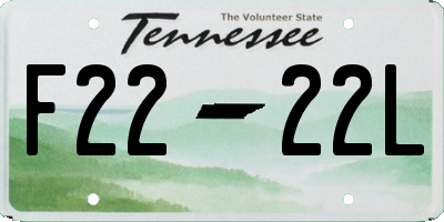 TN license plate F2222L