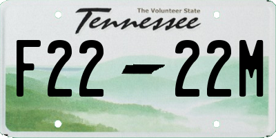 TN license plate F2222M