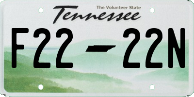 TN license plate F2222N