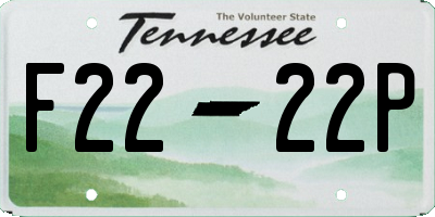 TN license plate F2222P