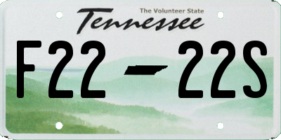 TN license plate F2222S