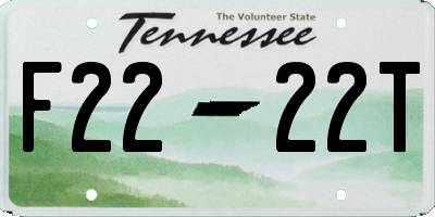 TN license plate F2222T