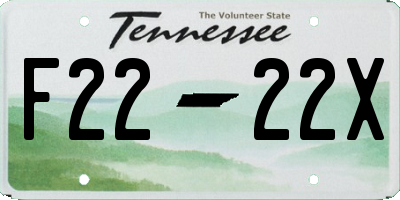 TN license plate F2222X