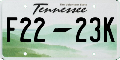 TN license plate F2223K