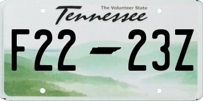 TN license plate F2223Z