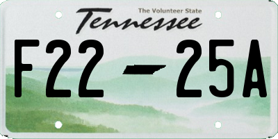 TN license plate F2225A
