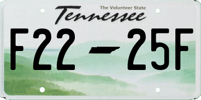 TN license plate F2225F