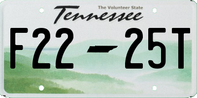TN license plate F2225T
