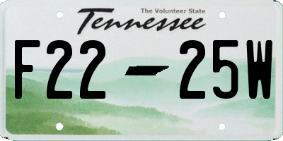 TN license plate F2225W