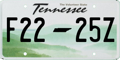 TN license plate F2225Z