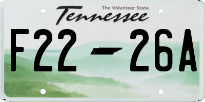 TN license plate F2226A