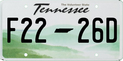 TN license plate F2226D