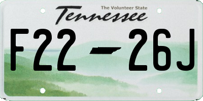 TN license plate F2226J