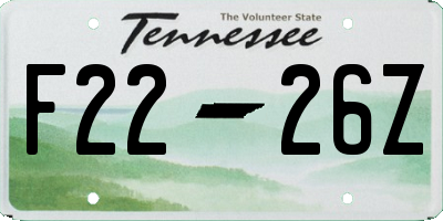 TN license plate F2226Z