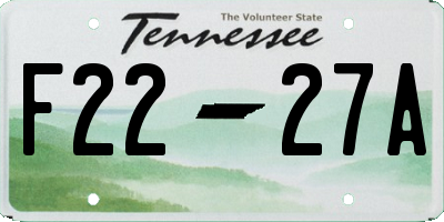TN license plate F2227A