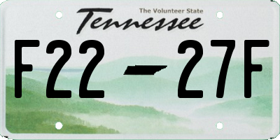 TN license plate F2227F