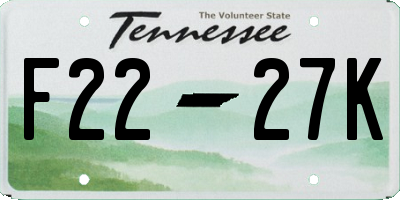 TN license plate F2227K