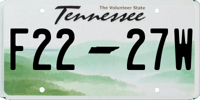 TN license plate F2227W