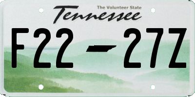 TN license plate F2227Z