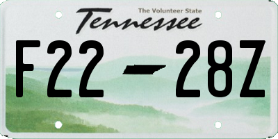 TN license plate F2228Z