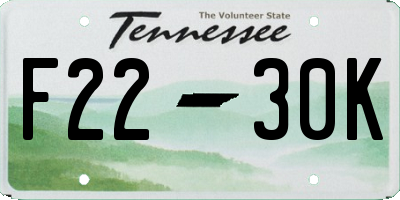 TN license plate F2230K
