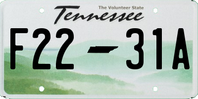 TN license plate F2231A