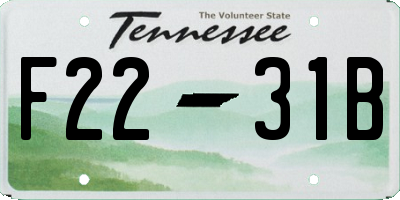 TN license plate F2231B